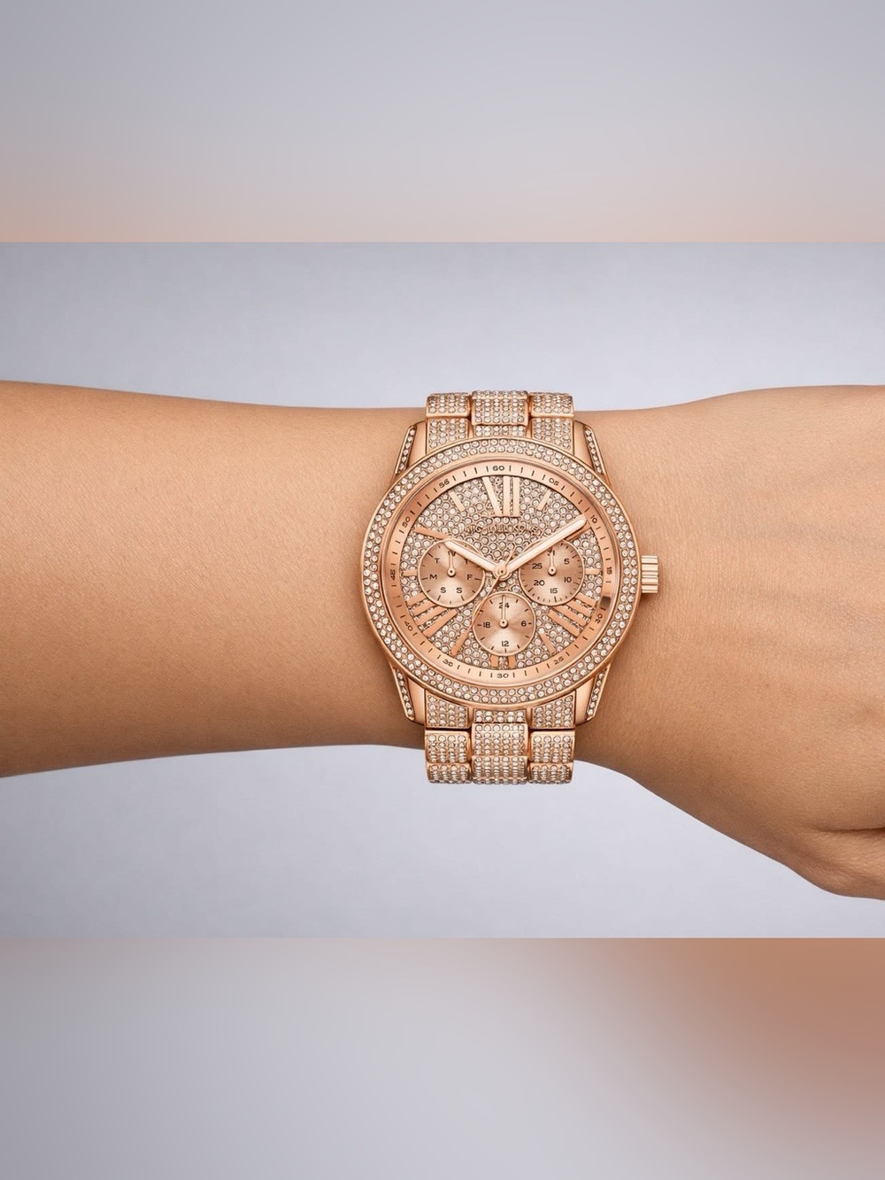 MK6933 -Michael Kors Bradshaw Rose Gold Pave Glitz Crystal Watch